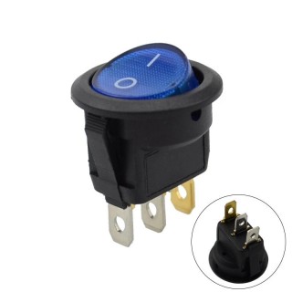 220v AC Blue - KCD1 Round Rocker Switch with Illumination