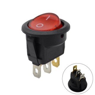 12v DC Red - KCD1 Round Rocker Switch with Illumination
