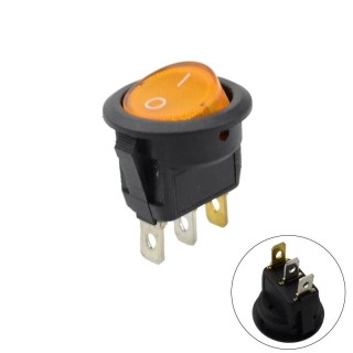 12v DC Orange - KCD1 Round Rocker Switch with Illumination