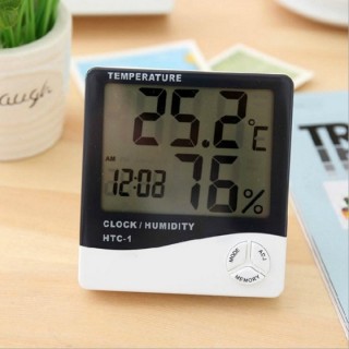 HTC-1 White - Digital Monochrome LCD Table Clock