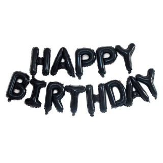 Happy Birthday Aluminium Foil 16 Inch Letter Ballon Set - Black