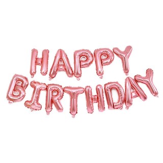 Happy Birthday Aluminium Foil 16 Inch Letter Ballon Set - Pink