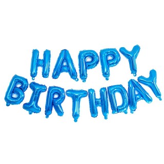 Happy Birthday Aluminium Foil 16 Inch Letter Ballon Set - Blue