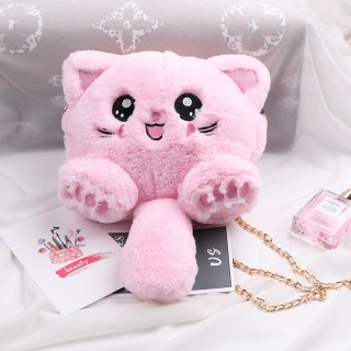 Pink - Plush One Shoulder Cat Bag for Woman