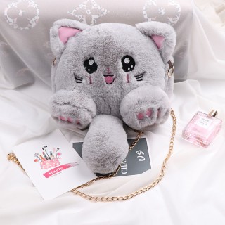 Ash - Plush One Shoulder Cat Bag for Woman