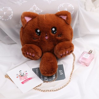 Caramel - Plush One Shoulder Cat Bag for Woman