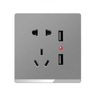 Five Hole Dual USB - AC 220V 16A Wall Mount Switch Panel