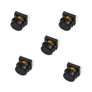 12x12mm Black - Large Tactile Switch with Round Button Box of 50 Pieces
