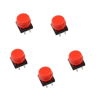 12x12mm Red - Large Tactile Switch with Round Button Box of 50 Pieces