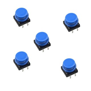 12x12mm Blue - Large Tactile Switch with Round Button Box of 50 Pieces