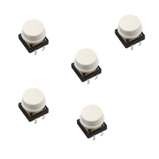 12x12mm White - Large Tactile Switch with Round Button Box of 50 Pieces