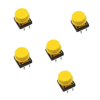 12x12mm Yellow - Large Tactile Switch with Round Button Box of 50 Pieces