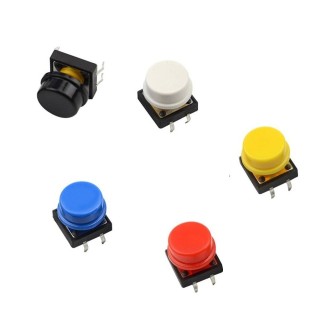 12x12mm Mixed - Large Tactile Switch with Round Button Box of 50 Pieces