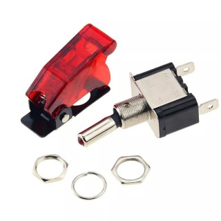 12v 20a Red - ASW-07D Illuminated LED Toggle Switch with Flip Up Cover Guard