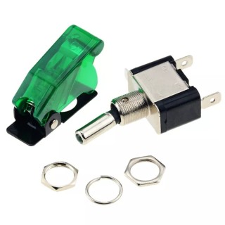 12v 20a Green - ASW-07D Illuminated LED Toggle Switch with Flip Up Cover Guard