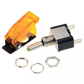 12v 20a Yellow - ASW-07D Illuminated LED Toggle Switch with Flip Up Cover Guard
