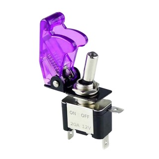 12v 20a Purple - ASW-07D Illuminated LED Toggle Switch with Flip Up Cover Guard