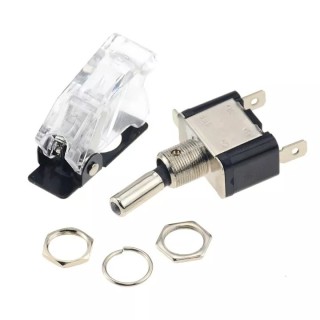 12v 20a Transparent - ASW-07D Illuminated LED Toggle Switch with Flip Up Cover Guard
