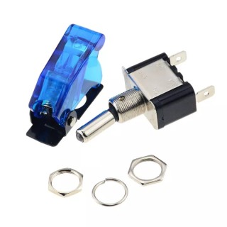 12v 20a Blue - ASW-07D Illuminated LED Toggle Switch with Flip Up Cover Guard