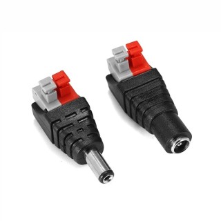1 Pair Black - 2.1x5.5mm Press Head DC Power Balun Connector Set