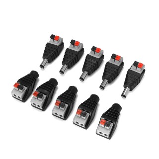 5 Pairs Black - 2.1x5.5mm Press Head DC Power Balun Connector Set