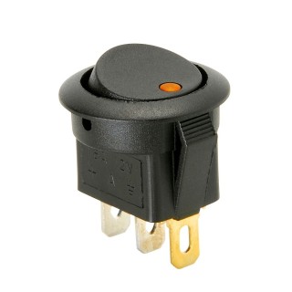 12v Orange - DC Round Rocker Switch with LED