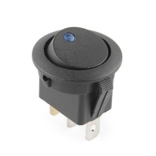 12v Blue - DC Round Rocker Switch with LED