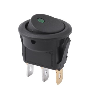 12v Green - DC Round Rocker Switch with LED