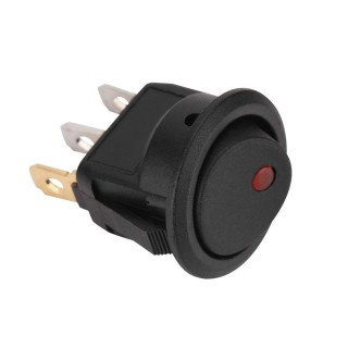 12v Red - DC Round Rocker Switch with LED