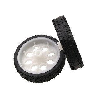 65mm White - Slim PVC Plastic Wheel Set of 2 Pieces