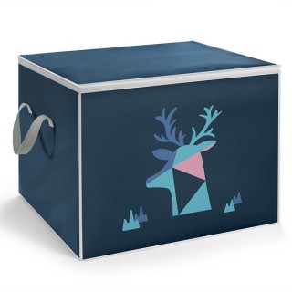 Dark Blue Deer - Moisture-Proof Cotton Quilt Storage Bag