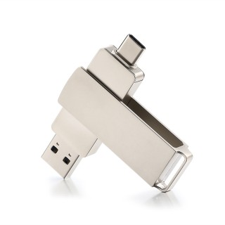 1TB Silver - OEM Metal Cut Type-C USB 3.0 Rotating Pen Drive