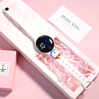 White Cartoon  - Children's Classic Digital Round Watch