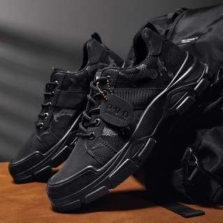 44 Black - Sports Men's Artificial Leather Sneaker