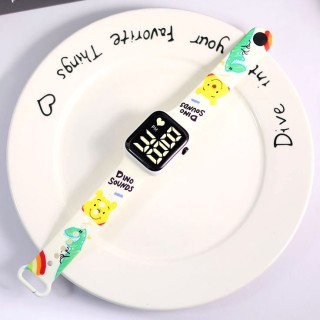 Dinosaur White  - Children's Classic Digital Square Watch