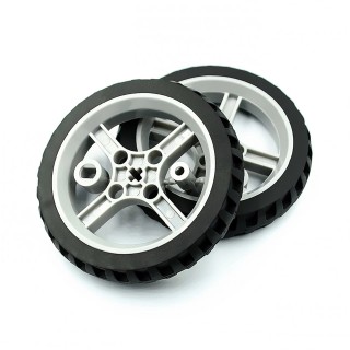 65mm Gray - Narrow PVC Plastic Wheel Set of 2 Pieces