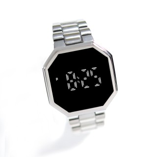 Silver - Men's Casual Digital Octagonal Watch