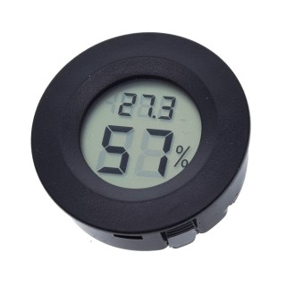 Black - Round Digital Humidity and Thermometer