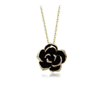 Golden - Mountain Black Rose Flower Necklace