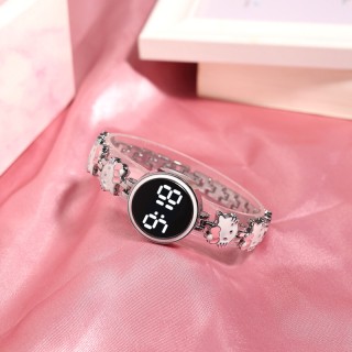Silver - Women's White Hello Kitty Mini Digital Round Watch