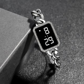 Silver - Women's Lavish Digital Rectangular Watch