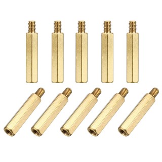20mm M3 Golden - Male to Female Copper Hex Spacer of 10 Pieces