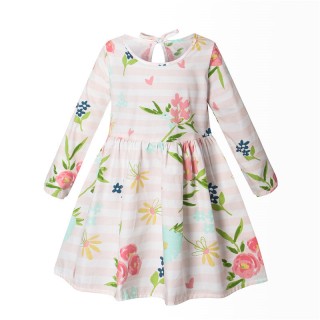 150cm Pink - Girl's Floral Casual Full Sleeve Dress