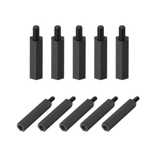 35mm M3 Black - Male to Female Nylon Hex Spacer of 10 Pieces