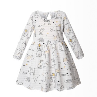 150cm White - Girl's Animal Casual Full Sleeve Dress