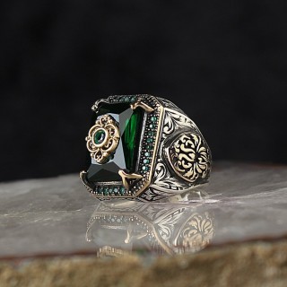 13 Dark Green - Men's Vintage Elegance Inlay Retro Ring