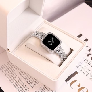 Silver - Women's Plush Digital Square Watch
