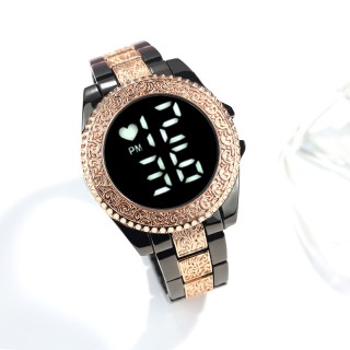 Black/Rose Gold - Men's Classy Digital Round Watch