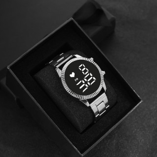 Silver - Men's Stylin' Digital Round Watch