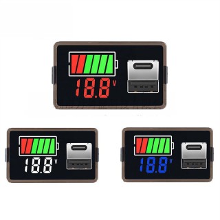 8~30v Blue - USB A and Type C Ports Li-Ion Battery Charge Level Indicator